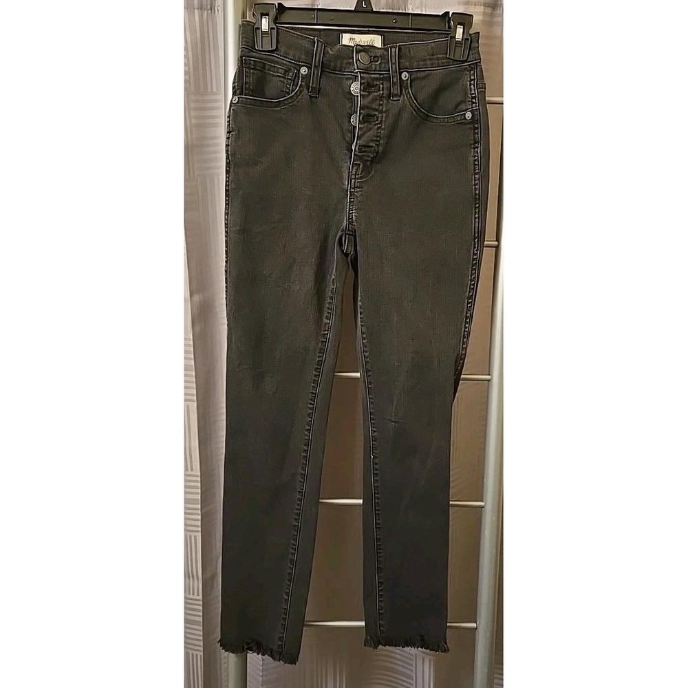 Madewell Jeans Womens 25 Black 10" High Rise Skinny Button-Fly Denim Pants